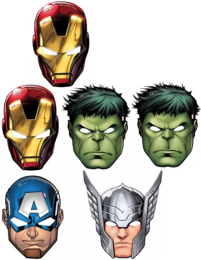 Χάρτινες μάσκες Marvel Avengers 6 τεμ.