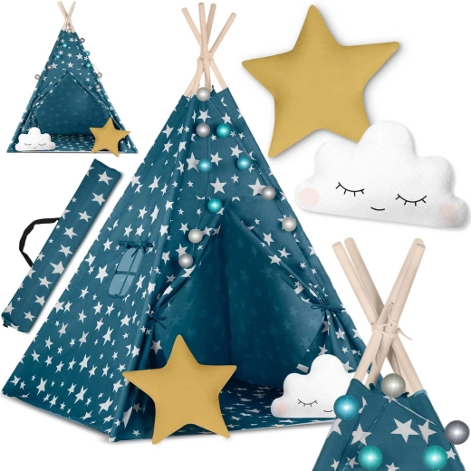 Παιδική σκηνή teepee με φωτάκια Nukido – μπλε