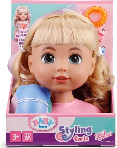 Baby Born κεφάλι για χτένισμα Carla με αξεσουάρ styling