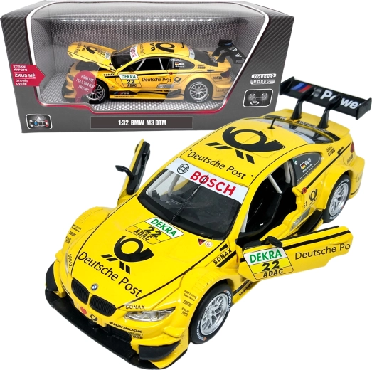 Μεταλλικό μοντέλο BMW M3 DTM 1:32 κίτρινο με φώτα και ήχους