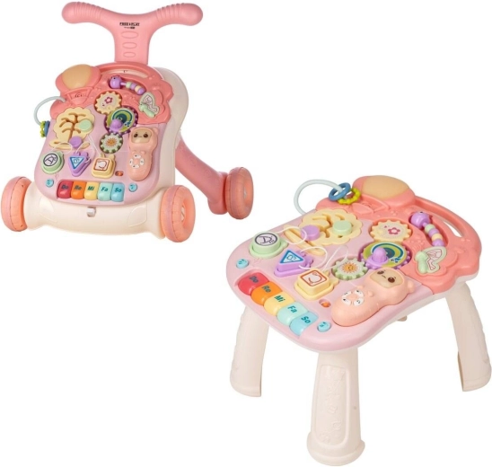 FreeON Free2Play στράτα και τραπεζάκι δραστηριοτήτων Walk & Play 2σε1 ροζ
