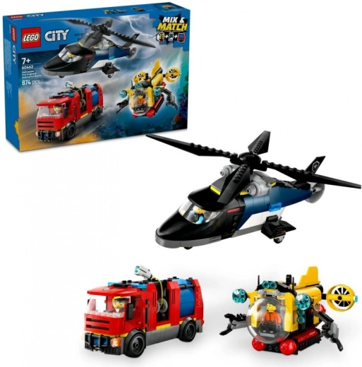 LEGO® City 60462 Remix: Ελικόπτερο, πυροσβεστικό όχημα και υποβρύχιο