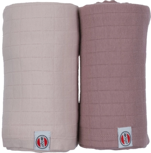 Lodger Swaddler Solid βαμβακερή πάνα φασκιώματος Powder/Rose 110 × 110 cm (2 τεμ.)