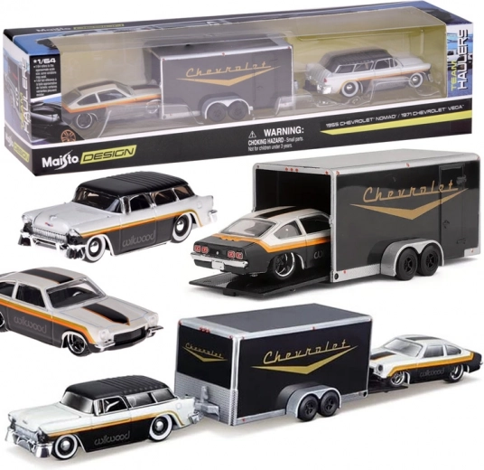 Μεταλλικά αυτοκίνητα Maisto Chevrolet Nomad 1955 και Chevrolet Vega 1971 με τρέιλερ