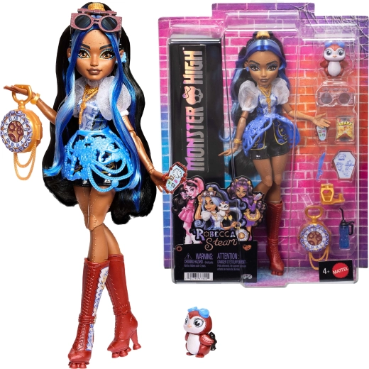 Monster High Robecca Steam κούκλα 28 cm με αξεσουάρ και κατοικίδιο