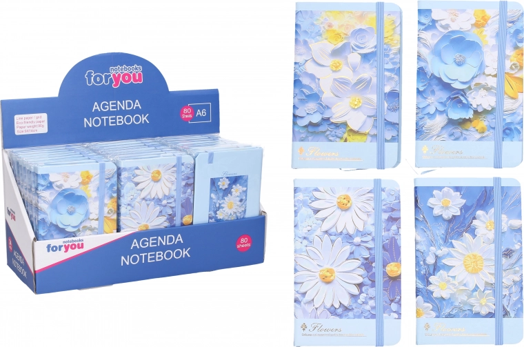 Ριγέ σημειωματάριο 9 × 14 cm με μείγμα λουλουδιών