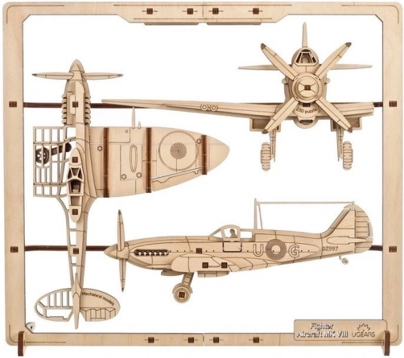 Ugears ξύλινο μηχανικό παζλ Μαχητικό αεροπλάνο