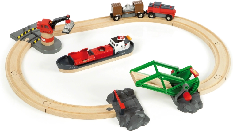 Brio World λιμάνι με φορτηγό πλοίο και ράγες