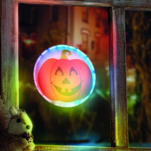Αυτοκόλλητη διακοσμητική LED κολοκύθα RGB για το Halloween