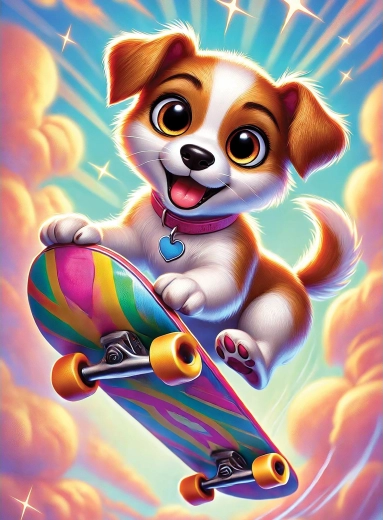Ξύλινο παζλ σκυλάκι σε skateboard 40 κομμάτια