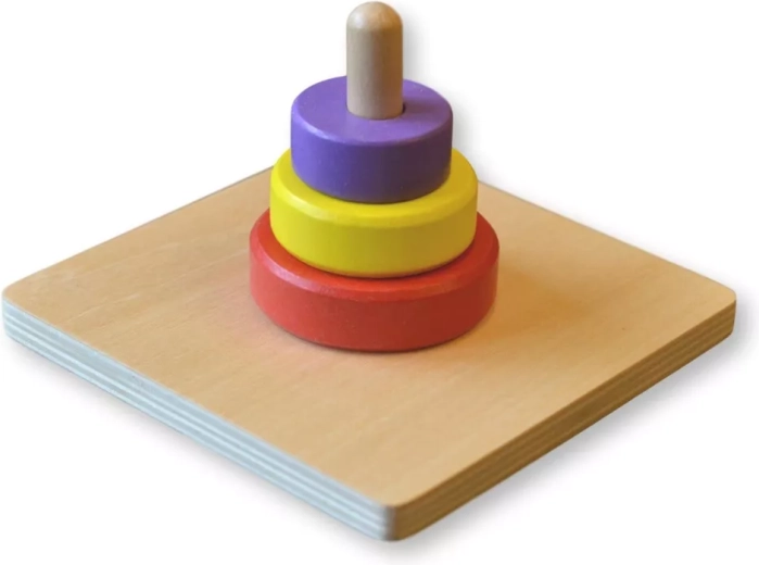 Moyo Montessori τρεις χρωματιστοί κύκλοι σε ξύλινο πείρο - 1 τεμάχιο