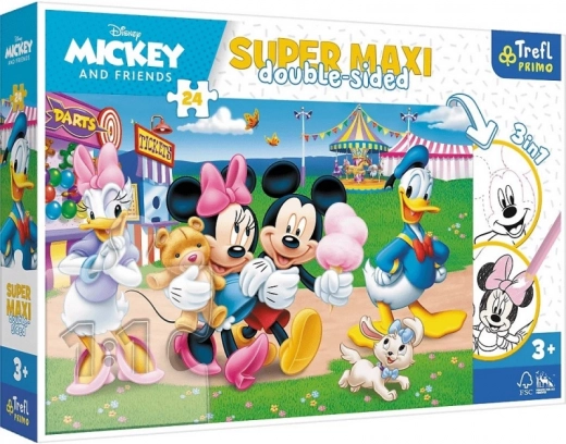 Διπλής όψης παζλ 24 κομματιών Super Maxi MICKEY ΚΑΙ ΦΙΛΟΙ – λούνα παρκ 3σε1