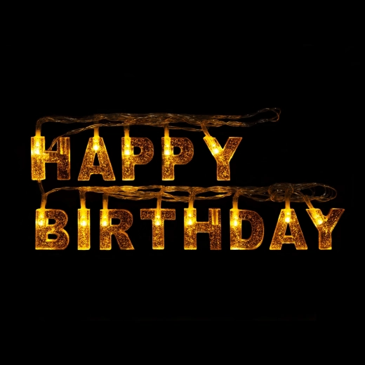 Γιορτινή φωτεινή γιρλάντα LED Happy Birthday, 13 LED, 2 m