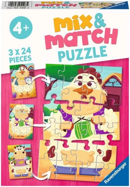 Παζλ Ravensburger Mix & Match: Οι φίλοι μου από τη φάρμα 3×24 κομμάτια