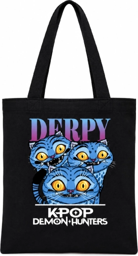 Τσάντα αγορών K-Pop Demon Hunters Derpy μαύρη