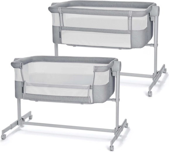 Kinderkraft Nestee up 2 προσκολλημένη κούνια 2 σε 1 full light grey