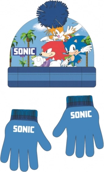 Σετ σκουφί και γάντια Sonic μπλε