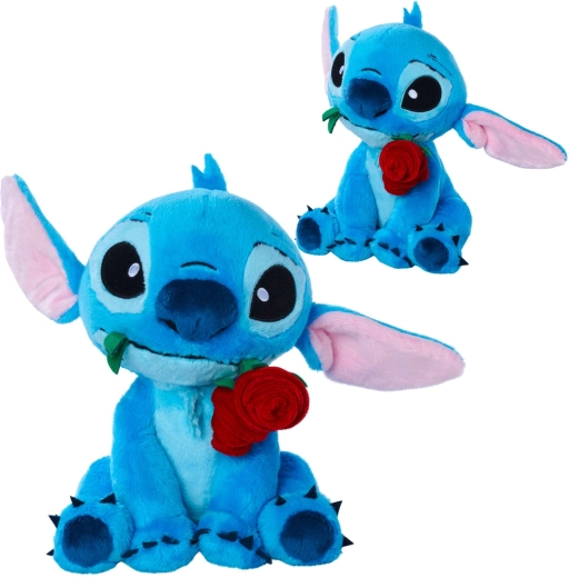 Λούτρινος Stitch με τριαντάφυλλο, 25 cm