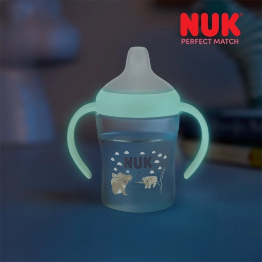 Εκπαιδευτικό βρεφικό μπιμπερό NUK Perfect Match που φωσφορίζει στο σκοτάδι κοάλα 150 ml