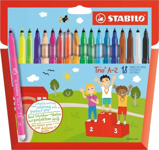 Μαρκαδόροι STABILO Trio A‑Z – σετ 18 χρωμάτων