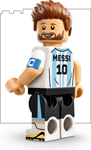 Μίνι φιγούρα του Lionel Messi και ποδοσφαιρικές λεπτομέρειες