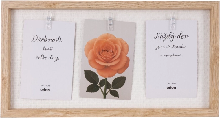 Μπεζ ξύλινη κορνίζα για 3 φωτογραφίες 42 × 22 cm
