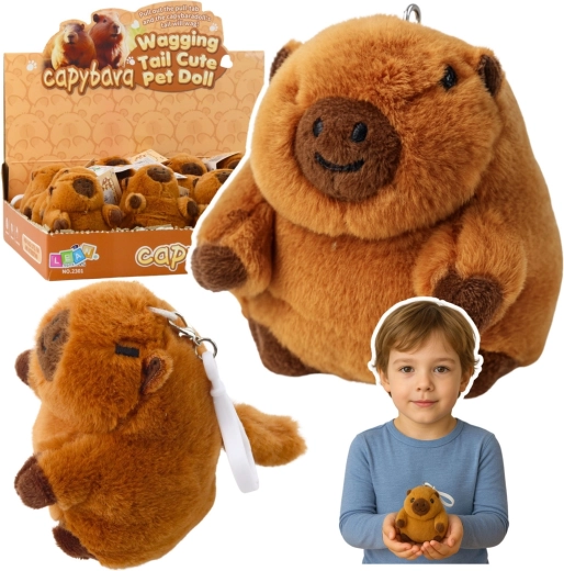 Λούτρινη καπιμπάρα – μπρελόκ με περιστρεφόμενη ουρά 9 × 8 cm