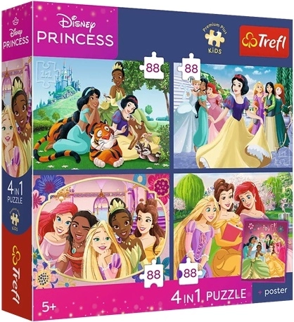 Trefl Disney Princess παζλ 4σε1 Ρομαντικές πριγκίπισσες 4×88 κομμάτια