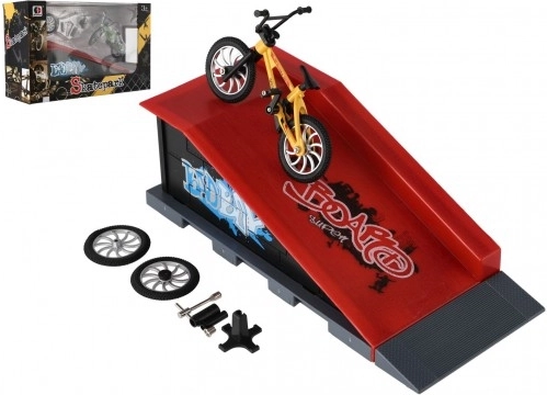 Δαχτυλο-BMX ποδήλατο με βιδωτά αξεσουάρ και ράμπα