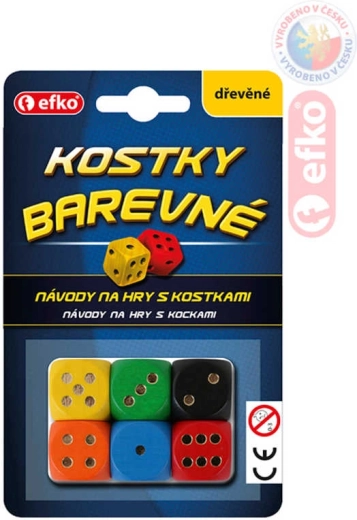 EFKO ξύλινα χρωματιστά ζάρια (6 τεμ.)