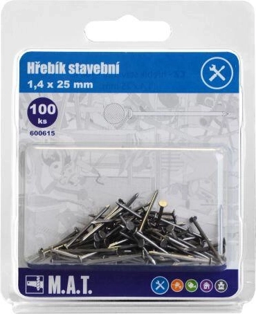 Κατασκευαστικά καρφιά 25 × 1,4 mm, 100 τεμ.