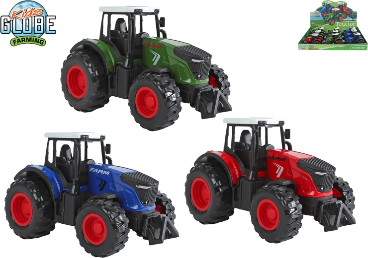 Μεταλλικό τρακτέρ Kids Globe Farming με μηχανισμό οπισθοδρόμησης 12 cm - 1 τεμάχιο