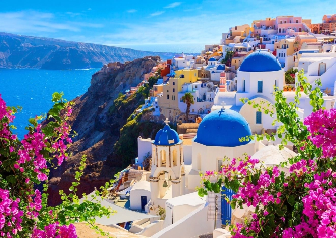 Παζλ Σαντορίνη με λουλούδια, Ελλάδα 1000 κομμάτια