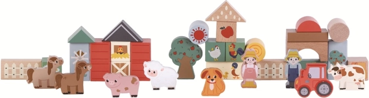 2Kids Toys ξύλινα τουβλάκια Η ζωή στη φάρμα, 36 τεμάχια