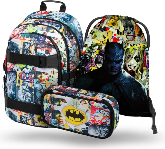 Σχολικό σετ Baagl skate Batman Comics – σακίδιο, πουγκί και κασετίνα