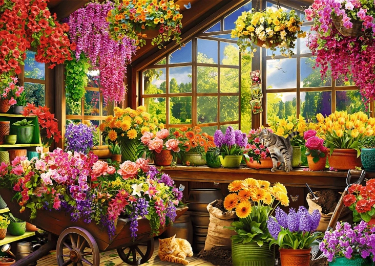 TREFL Puzzle Premium Plus Tea Time: Ανοιξιάτικες προετοιμασίες 1000 κομμάτια