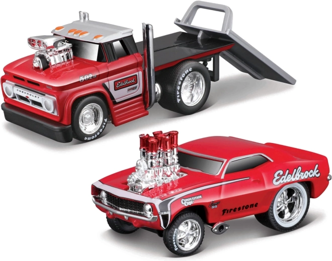 Maisto muscle transports 1966 Chevrolet C60 flatbed με 1969 Chevrolet Camaro SS 1:64