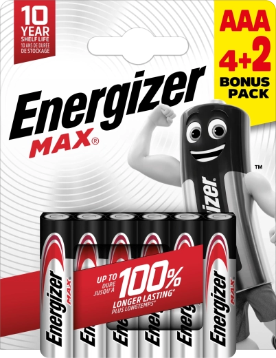 Αλκαλικές μπαταρίες Energizer Max AAA 6 τεμ. (4+2 δωρεάν)