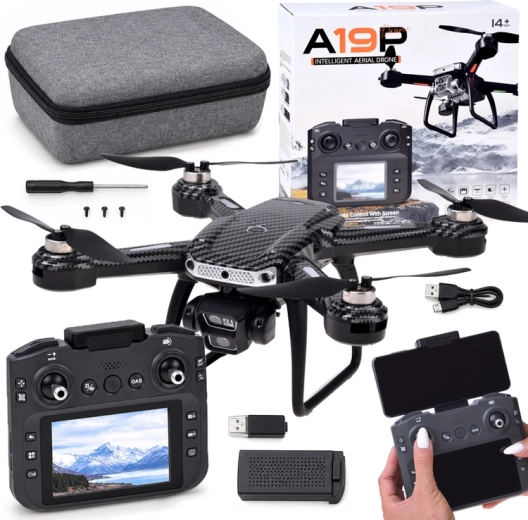 RC drone A19P με κάμερα HD, χειριστήριο με οθόνη και αποφυγή εμποδίων