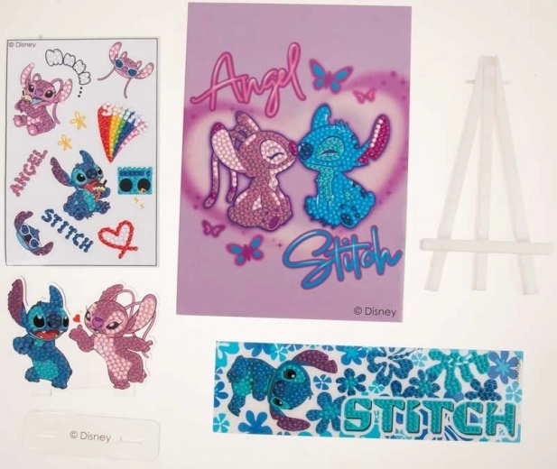 Διαμαντοζωγραφική Angel και Stitch με βάση στήριξης