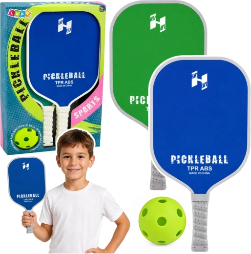 Σετ pickleball – 2 ρακέτες και διάτρητη μπάλα πράσινο-μπλε