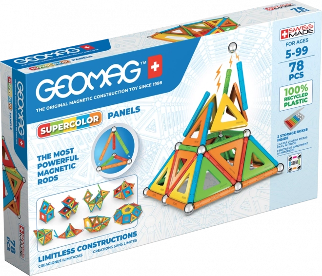 Geomag Supercolor Panels ανακυκλωμένα μαγνητικά τουβλάκια κατασκευών 78 τεμαχίων