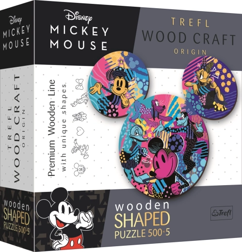 Ξύλινο διπλής όψης παζλ TREFL Wood Craft Origin Mickey Mouse 505 κομμάτια