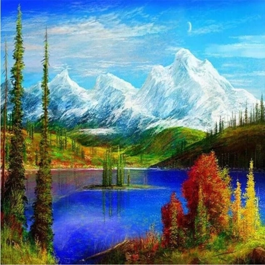 Διαμαντένια ζωγραφική Ορεινή λίμνη 30 × 40 cm