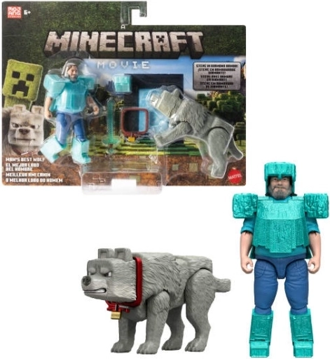 Φιγούρες Minecraft Steve και λύκος – σετ 2 τεμ.