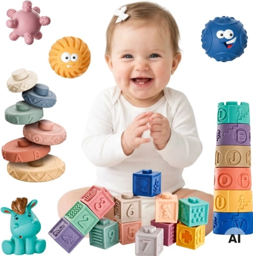 Woopie Baby μαλακά αισθητηριακά τουβλάκια και μπαλάκια 27 τεμ.