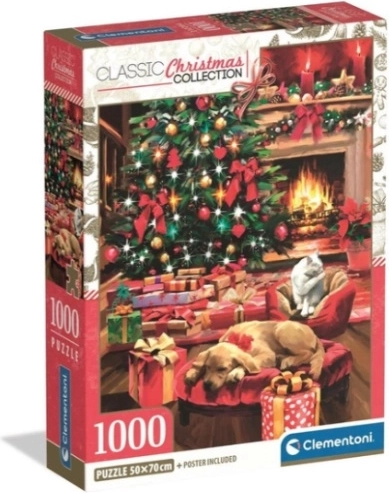 Clementoni παζλ 1000 κομμάτια XMAS Cool Χριστούγεννα δίπλα στο τζάκι