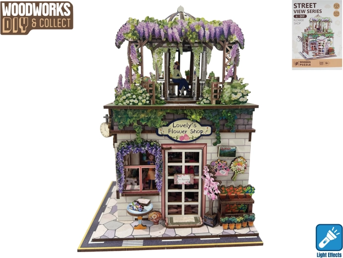 Woodworks ξύλινο σετ κατασκευής ανθοπωλείου με φως (243 κομμάτια)