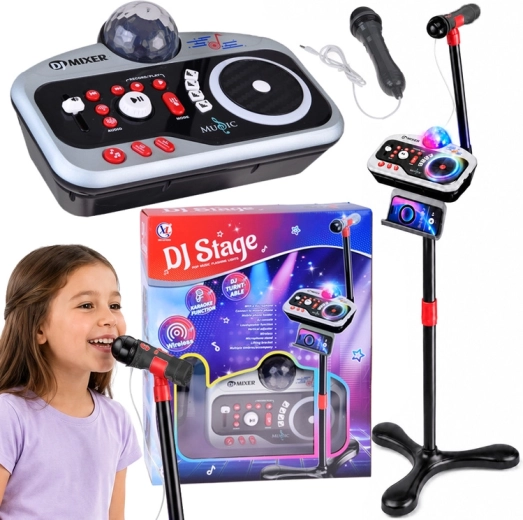 Παιδική DJ κονσόλα DJ Stage με μικρόφωνο καραόκε, Bluetooth και disco μπάλα