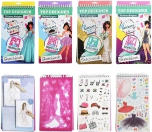 ToiToys μπλοκ σχεδίου για σχεδιαστές μόδας με αυτοκόλλητα, assort - 1 τεμάχιο